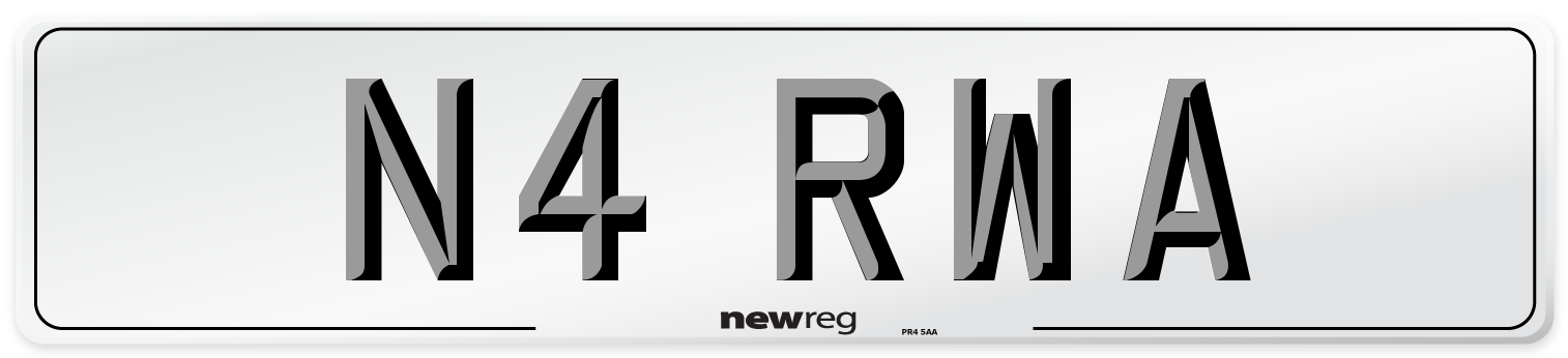 N4 RWA Number Plate from New Reg